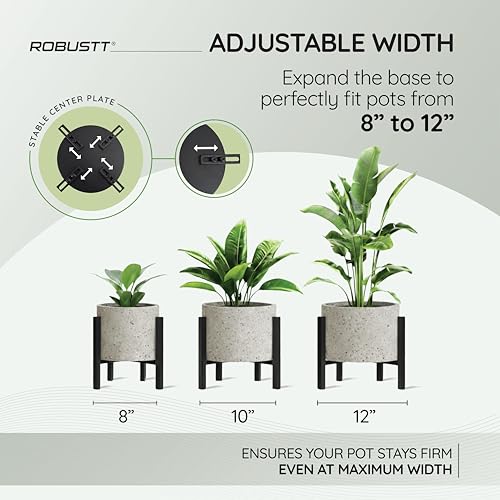 Image of Robustt 4-Leg Adjustable Metal Plant Stand (8-12 Inch Pots) Pack of 1 | Dual Height Options | Supports Up to 100 kg | Anti-Rust Finish with Anti-Slip Base | Ideal for Outdoor and Indoor Plant Display