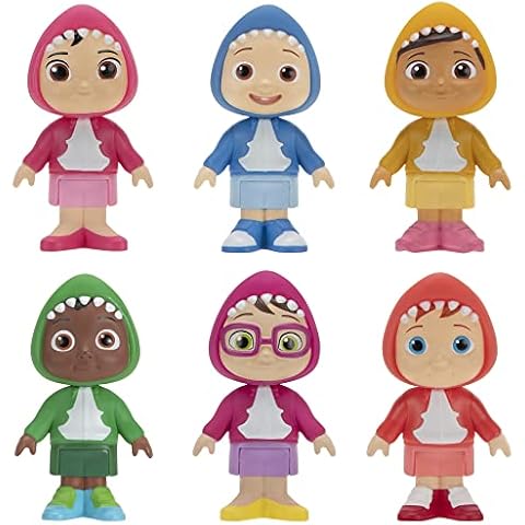 CoComelon 6 Figure Family and Friends Shark Theme Pack - Includes JJ, Nico, Cody, Nina, Bella and Cece in Shark Hoodies - Toys for Kids and Preschoolers Cover