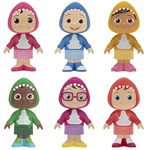 Cocomelon 6 Figure Family and Friends Shark Theme Pack – Includes JJ, Nico, Cody, Nina, Bella and Cece in Shark Hoodies – Toys for Kids and Preschoolers