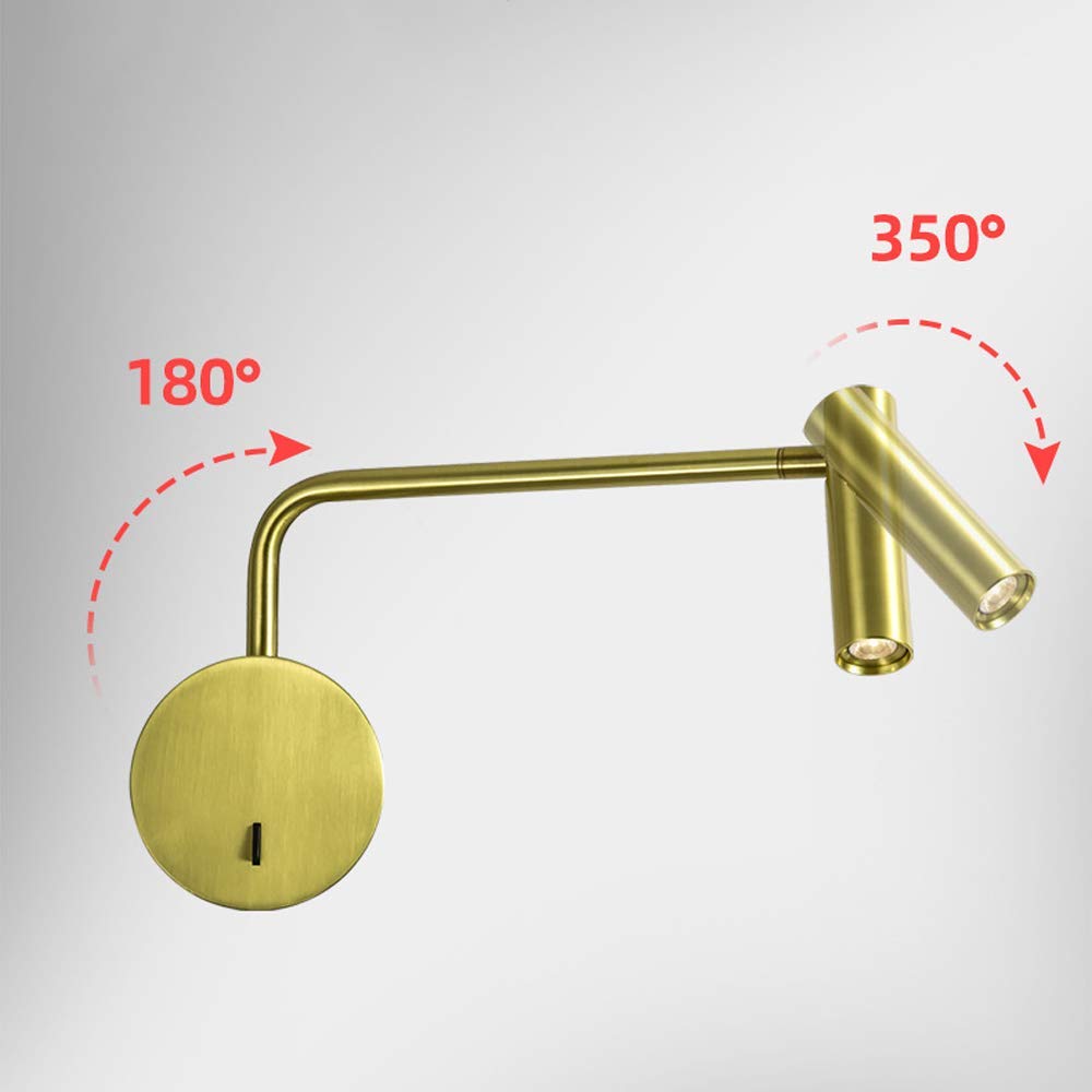 CCXXYGWJ Lámpara de Pared LED de 3 W Lámpara de Lectura de cabecera de Hotel Flexible Lámpara de Pared Luces de Libros de Lámpara montada en la Pared Foco de Pared Giratorio Protección para los Ojos