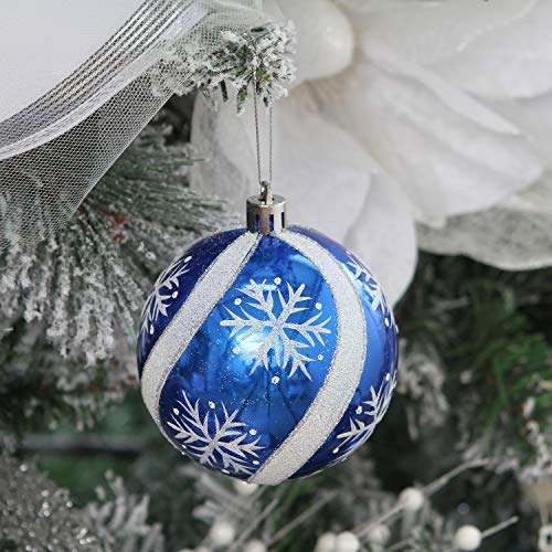 Sea Team 80Mm/3.15" Delicate Painting & Glittering Shatterproof Christmas Ball Ornaments Decorative Hanging Christmas Ornaments Baubles Set For Xmas Tree - 16 Counts (Blue) #TOP6