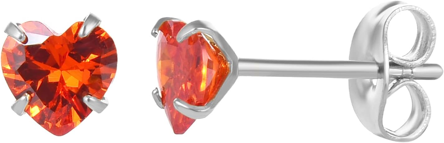 12 Pairs 18K Gold Plated Surgical Stainless Steel Stud Earrings, Star Heart Square Stud Earring for Women, Cubic Zirconia Birthstone Stud Earrings Set - Image 2