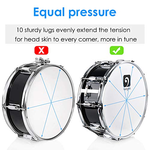 Miniatura 2 de Vangoa Tambor De Caja 14 Pulgadas Cavidad De Madera Acústico Tambor Militar Snare Drum Con Kits Para Profesional Principiantes Estudiantes