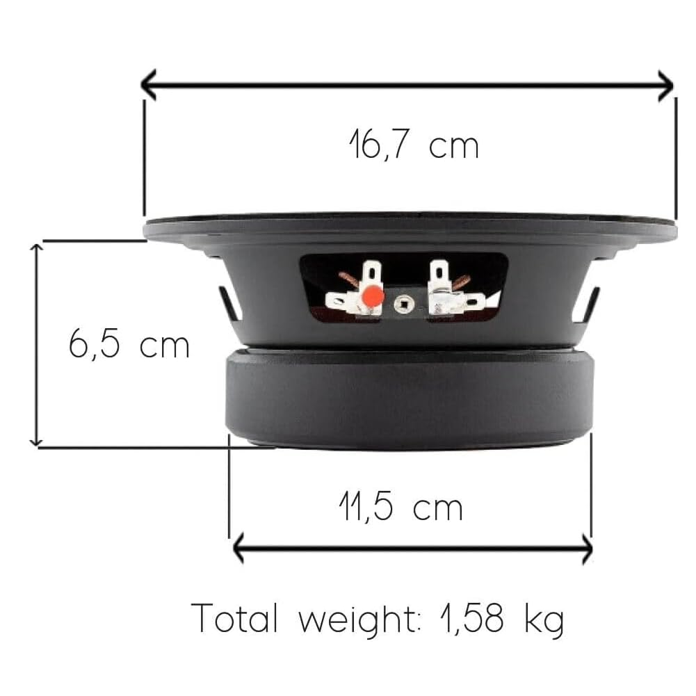 KIT SET PER DS18 PRO-GM6.4PK sistema a 2 vie 16,5 cm 165 mm 6,5", 140 watt rms 480 watt max, 2 midrange e 2 tweeter, 4 ohm, per auto, a coppia