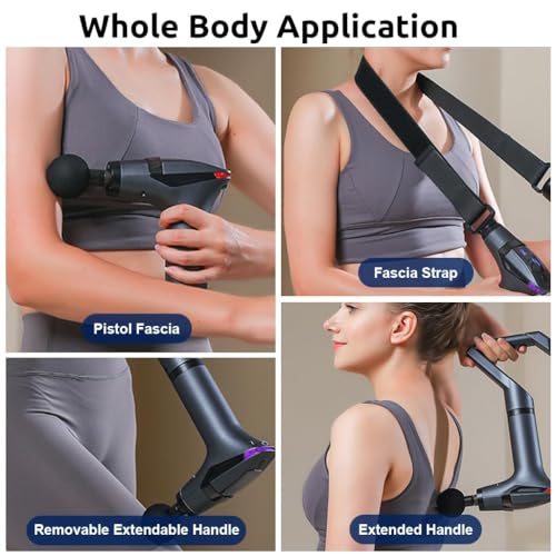 Image of Body Back Massage Gun 12 Levels Strength Massager Gun for Pain Relief with 4 Attachment Heads for Home & Extender Handle & Massager Belt for Pain Relief (Multi M-G-SL-887)