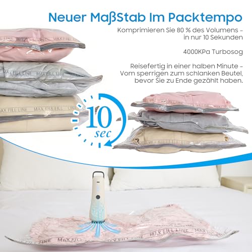 Vakuumbeutel für Kleidung mit Kabelloser Vakuumpumpe,Ideal für Reisegepäck sowie zur platzsparenden Alltagsaufbewahrung (5x 40x50cm… – Ansicht 6