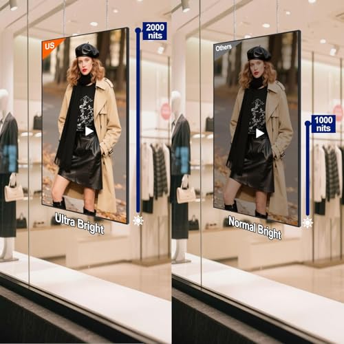 Image of 49inch 4K Digital Signage, 2000nits High Brightness Digital Display, LCD Display Screen, CMS /USB /WiFi /Port Player, Smart Split Screen, 24 /7 Operation, Android 11 System Advertising Display