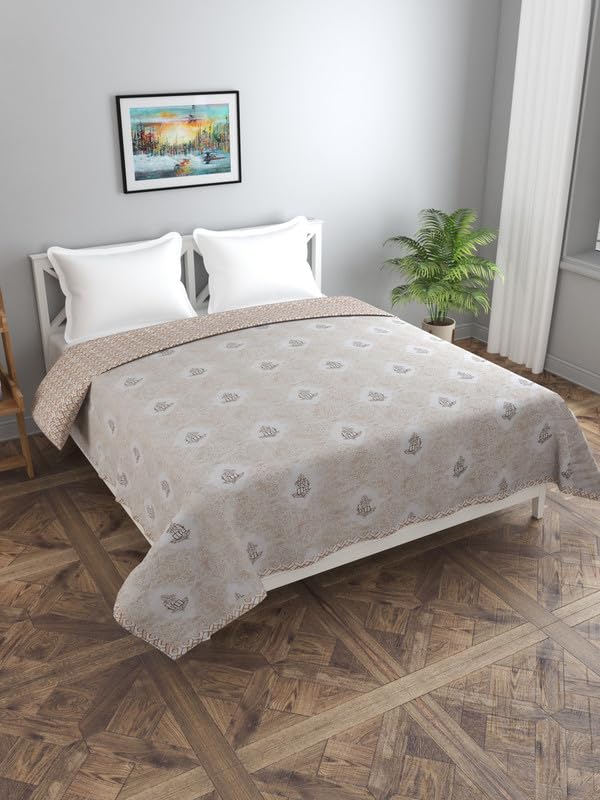 Image of Florida Diva Cotton Reversible Dohar Topsheet for Double Bed Made for All Season Blanket Throws with Floral Print