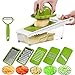 BestFire Adjustable Mandoline Slicer Vegetable Slicer Grater Cutter Chopper, Julienne Slicer Food Slicer with 5 Interchangeable Stainless Steel Blades Food Container Safety Holder Vegetable Peeler