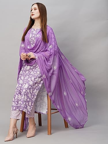 Image of ANNI DESIGNER Women Cotton Blend Kurta With Pant & Dupatta