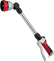 Vista 1 de RESTMO - Varita de riego de metal, varita de manguera de jardín resistente con cabeza de trinquete giratoria de 180°, rociador de boquilla