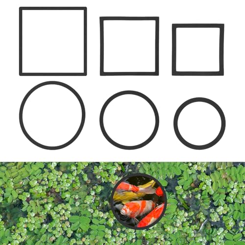 6 Pcs Floating Betta Ring Fish Feeding Rings Set Round Square Floating Aquarium Plant Corral Floating Plant Ring Fish Tank Feeding Rings Accessories for Betta Tank Aquariums (Black)
