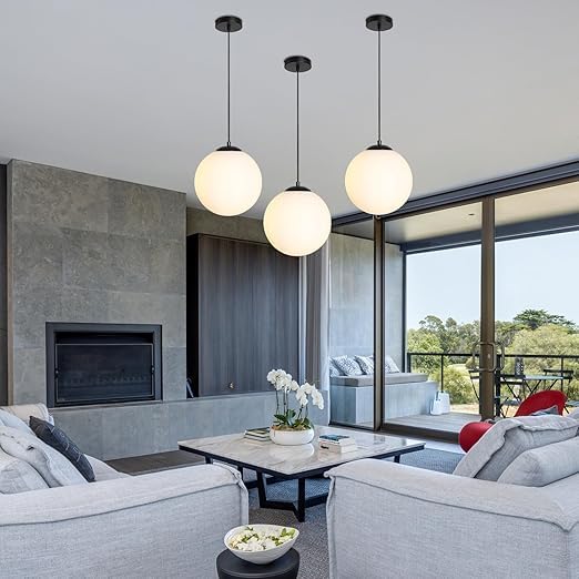 Image of Mahganya Decoration Modern Ceiling Lamp for Living Room, Office,Bedroom Lamp with All Fixtures and Fitting White Design Hanging Antique Fitting (White Black Cap)