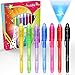 Hather 7 Stück Geheimstift mit UV-Licht Unsichtbar Schreiben Lesbar durch Licht UV Stift Mitgebsel Kinder Give Aways Kindergeburtstag Gastgeschenke Kindergeburtstag Mitgebsel für Jungen Mädchen