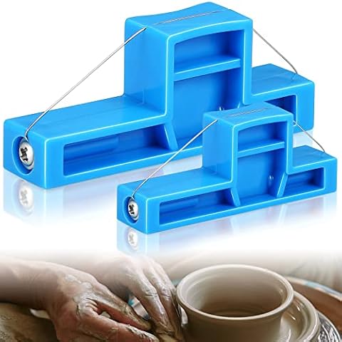 2 Pcs Angle Cutting Clay Tool Small Steel Wire Bevel Cutter Plastic Pottery Trimming Tools Clay Bevel Tool Blue Pottery Angle Cutter for Ceramic Pottery Sculpting, 2 Size Cover