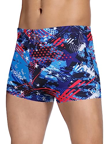 Image of Men's Square Leg Swimming Jammer Shorts UPF50+,Men Swimsuit Swim Jammers Fabric Shape Retention