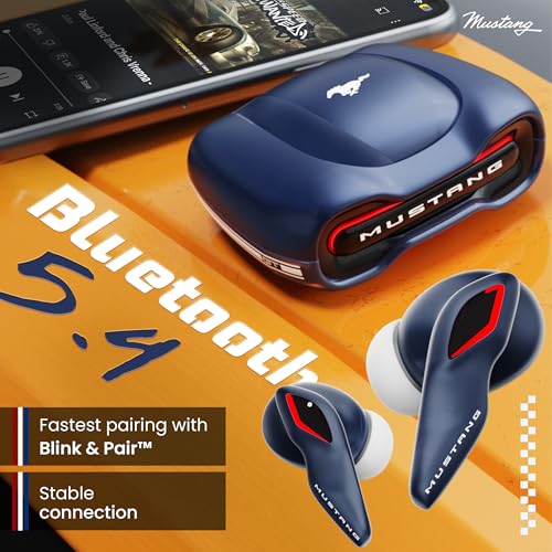 Boult x Mustang Torq Wireless in Ear Earbuds with 50H Playtime, App Support, Quad Mic ENC, 45ms Low Latency, Breathing LEDs, 13mm Drivers, Touch Control, Made in India IPX5 Ear Buds TWS Bluetooth 5.4