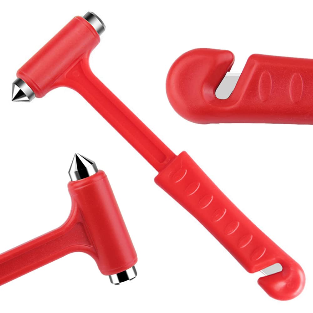 Xisfriean 2-in-1 Emergency Escape Tool with Emergency Seat Belt Cutter and Window Breaker Multi-Function Car Safety Hammer Vehicle Emergency Broken Window Hammer Saving Survival Kit (1)