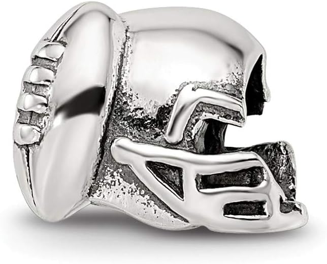 Bead Charm White Sterling Silver Themed 7.27 mm 9.09 Reflections Football Helmet