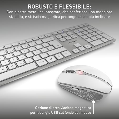 Cherry DW 9100 SLIM Tastiera Mouse Incluso RF senza fili Bluetooth QWERTY Inglese US Argento - 7
