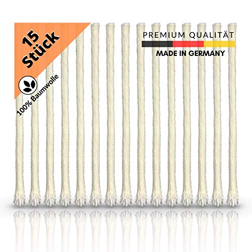 Naturlie 15x Ersatzdocht für Öllampe, Gartenfackel Bambusfackel 20cm Premium Dochte