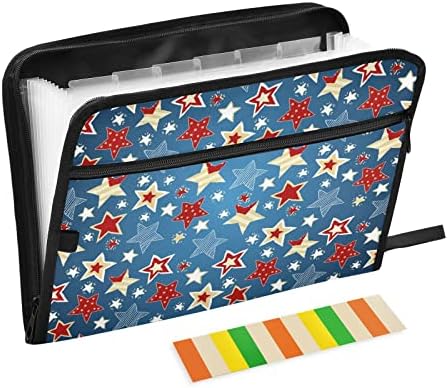 American Stars Flag Expanding File Folder for Documents A4 Letter Size Accordion File Organizer with Tabs 13 Pockets for Receipt Desk School Filing Cabinet
