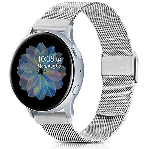 Meliya Metal Bands for Samsung Galaxy Watch Active 2 40mm 44mm & Active 40mm & Galaxy Watch 3 41mm & Galaxy Watch 42mm, 20mm Stainless Steel Replacement Bands for Galaxy Watch Active 2