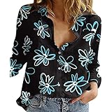 Yowablo Blusa de mujer con estampado suelto camisa de leopardo manga casual blusa larga mujer calcetines mujer, B-azul., XL