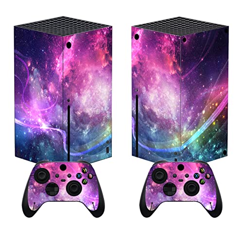 PlayVital Pegatina para Xbox Series X   Calcomanía Vinilo Skin Adhesivo para Consola y Mando, Diseño Duradero, Protección Antirayaduras, Fácil de Colocar y Quitar (Galaxia Violeta)
