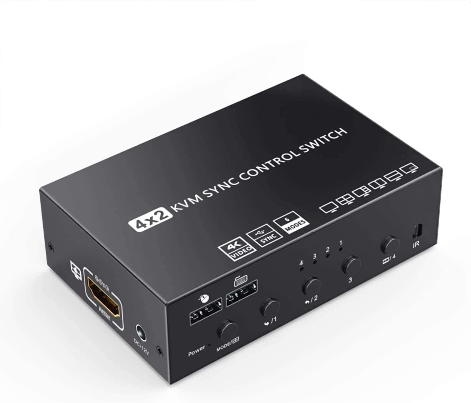 HDMI Multi-Viewer 4X2, KVM Switch 2 Monitors 4 Computers, HDMI 4K Matrix Switch/Splitter, for Using 4 Screens 1 Monitor, HDMI Multi-Switcher 1080P@60Hz TTL/Remote Control, Screen Splitting Function