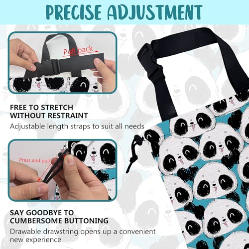 Image of Car Garbage Bag Cute Panda Hanging Canvas Car Trash Bag Waterproof Drawstring Car Back Seat Organizer for Car Back Front Seat Console with Adjustable Buckle