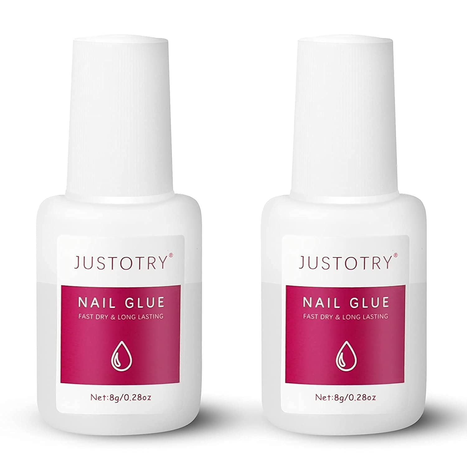 JUSTOTRY 2 Pcs Professional Strong Nail Glue for Acrylic Tips Extra Strong and Press on Nails