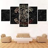 FJNS Sons of Anarchy Anime 5 Panel Wandkunst Poster Leinwandbild Druck für Heim und Büro Dekoration Geschenke Einzigartige Erstellt Gerahmte (Optional),A,40x60x240x80x240x100x1