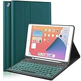 Funda con Teclado Retroiluminada para iPad 9.7, Funda Desmontable on Teclado Bluetooth para iPad 6th Gen 2018 iPad 5th Gen 2017 iPad Air 2/1, para iPad Pro 9.7 PortalápicesIntegrado