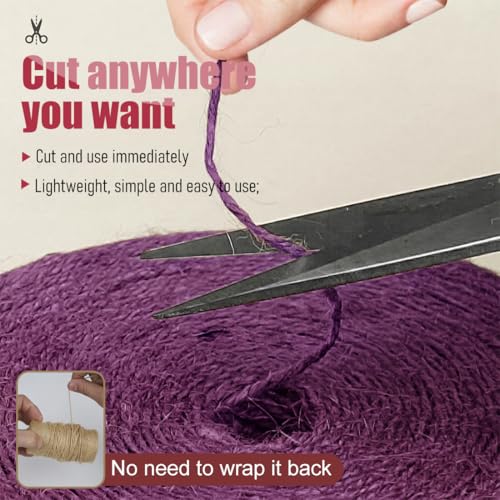 Image of SMART&CASUAL 2mm Natural Jute Twine String Thin for Craft Plant Garden Gift Wrapping Christmas Handmade Art Decoration Packing String Home Art Decoration (Purple) (328 Ft (100M))