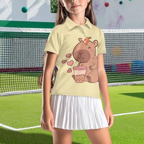 Short Sleeve Golf Shirt for Girls Button Up Tennis Athletic Shirts Lightweight Summer Golf Top Outfits 5-16 Years3