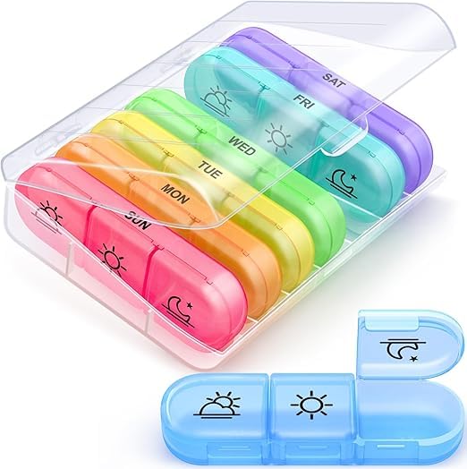 COOFANDY Weekly Pill Box Organiser 7 Day 3 Times | Moisture-Proof Pill Box with 21 Compartments | Ideal for Adults & Elderly | Detachable Medicine Holder for Vitamin |Fish Oil |Supplements (Rainbow)-image-18