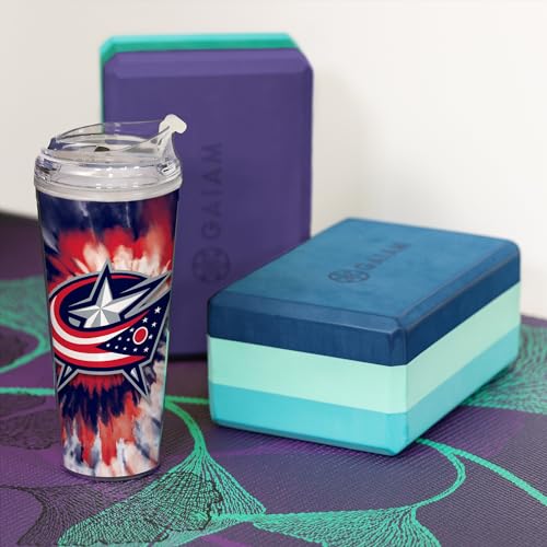 Image of Rico Industries NHL Hockey Team Color Tie Dye 24oz Metallic Acrylic Tumbler with Hinged Lid, Officially Licensed Double Wall Tumbler with Straw