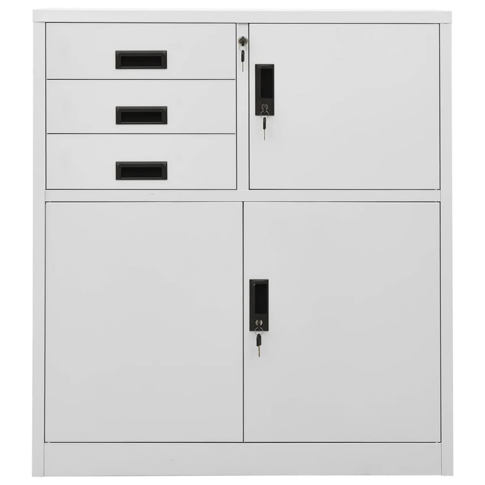 DJEKA Aktenschrank Abschließbar Metallschrank Büroschrank Werkstattschrank Mehrzweckschrank Stahl-Hellgrau-90x40x102 cm