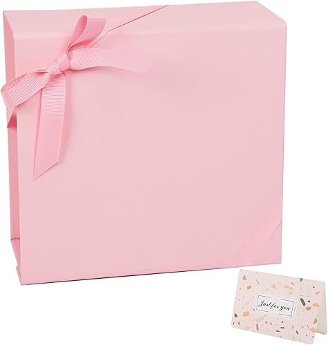 Miniatura 1 de CHARMGIFTBOX Cajas de regalo rosas con tapas, caja de regalo magnética de 7.4 x 7.0 x 3.2 pulgadas con cinta para aniversario, cumpleaños,