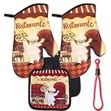 Ristorante Restaurant Happy Fun Chef Kitchen Oven Mitt Pot Holder Set Pack