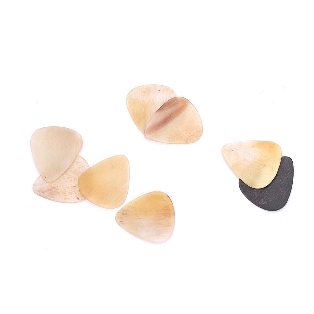 Plettri per chitarra, 8 pezzi, in materiale corno, fatti a mano, spessore 0,46 ~ 0,91 mm, per chitarra acustica, elettrica, basso, ukulele, banjo, mandolino