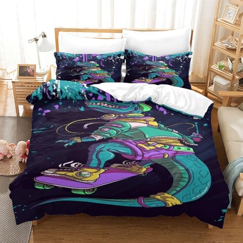 Housse de couette 3D dinosaure en microfibre supérieure durable et douce pour lit King - 3