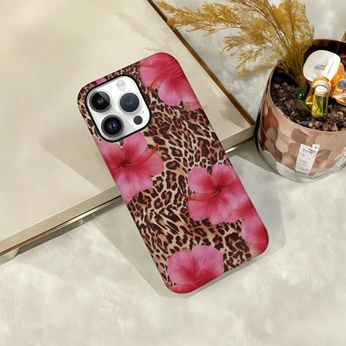 Coque iPhone 15 Pro antichoc hybride léopard rose floral