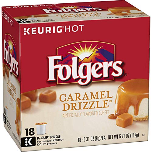 Image of Folgers Caramel Drizzle Flavored Coffee, K-Cup Pods for Keurig K-Cup Brewers, 18-Count (Pack of 4), Packaging May Vary