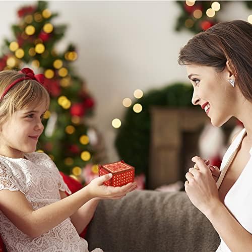 LINGSFIRE Merry Christmas Music Box, Engraved Vintage Wooden Musical Box for Girlfriends Daughter Mom Love, Santas Hand Crank Mini Music Box Crafts Play Merry Christmas Music