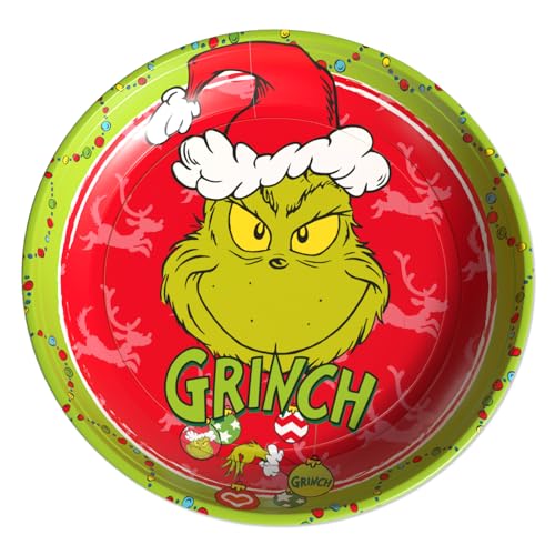 The Grinch – Weihnachtsteller Rot Ø 26 cm aus robustem Eisenblech...