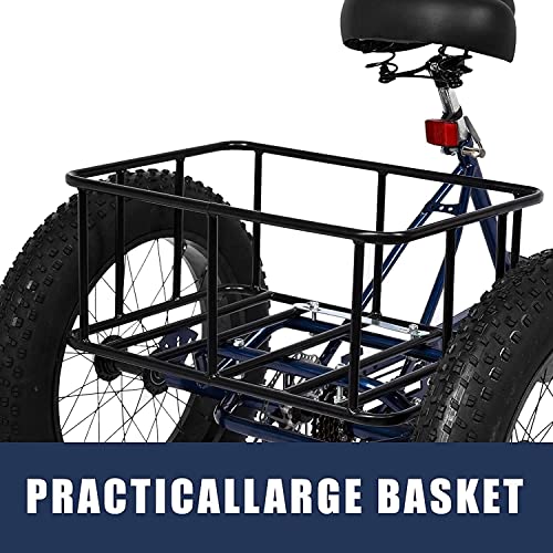 Triciclo para adultos de 7 velocidades, ruedas gruesas de 20 pulgadas, con canasto grande para recreo, compras y ejercicio, ideal para personas mayores, mujeres y hombres miniatura 4
