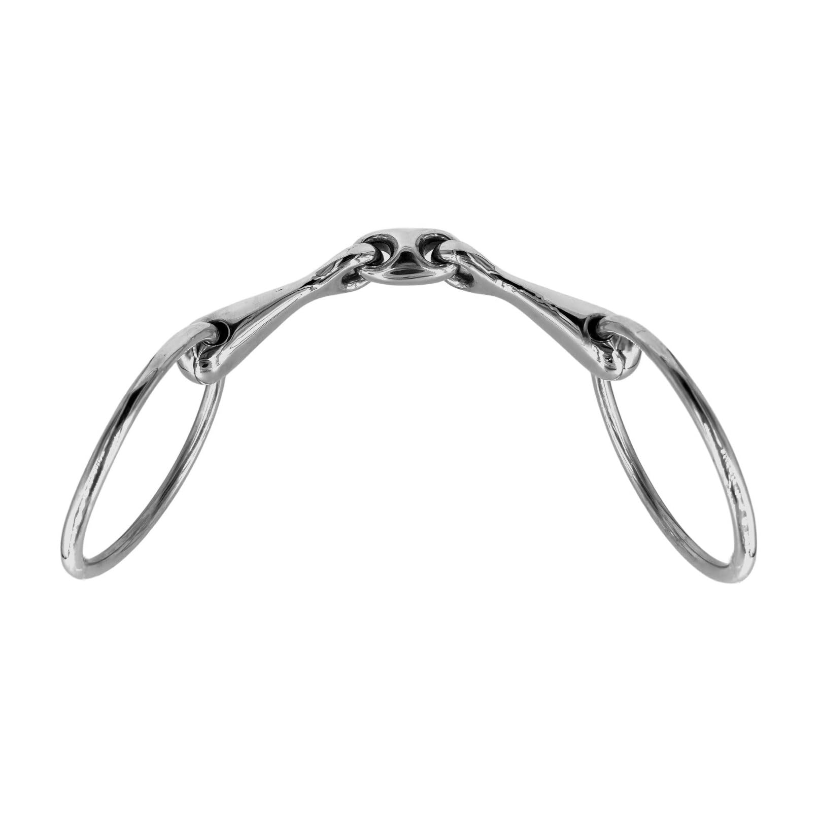 ES0117 Gebiss Wassertrense Doppelt Gebrochen aus Edelstahl Ringdurchmesser 65 mm Gebissstärke 16 mm (11.5 cm)