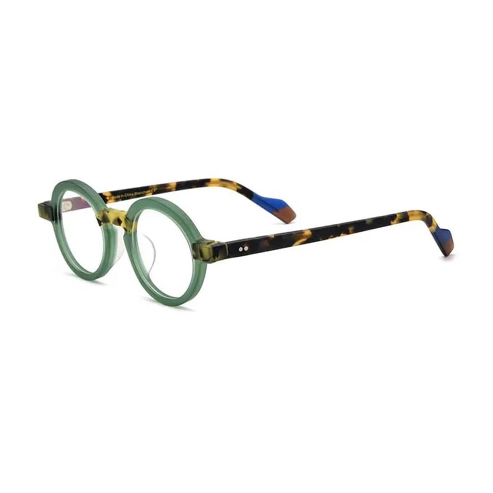 KLJUddGY Acetate Glasses Round Eyewear Frames Large Non Prescription Eyeglasses Spectacles for Computer Unisex Reading Glasses Frosted(Gr�n)